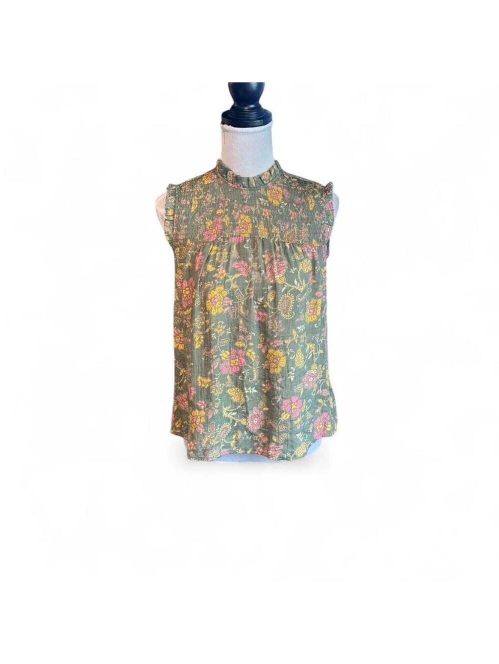 Nanette Lepore green floral babydoll top Size small NWOT